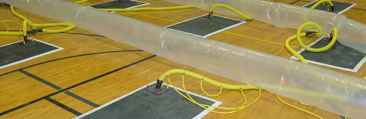 water clean up drying system set up to remove moisture and prevent further damage in Cleveland, OH